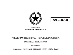 Presiden Terbitkan PP 23/2023 tentang Kawasan Ekonomi Khusus Kura Kura Bali